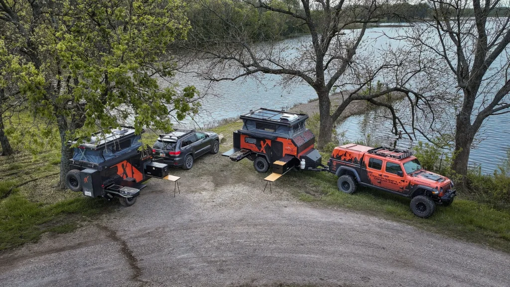 AppalachianX and TetonX Camping by a Lake.