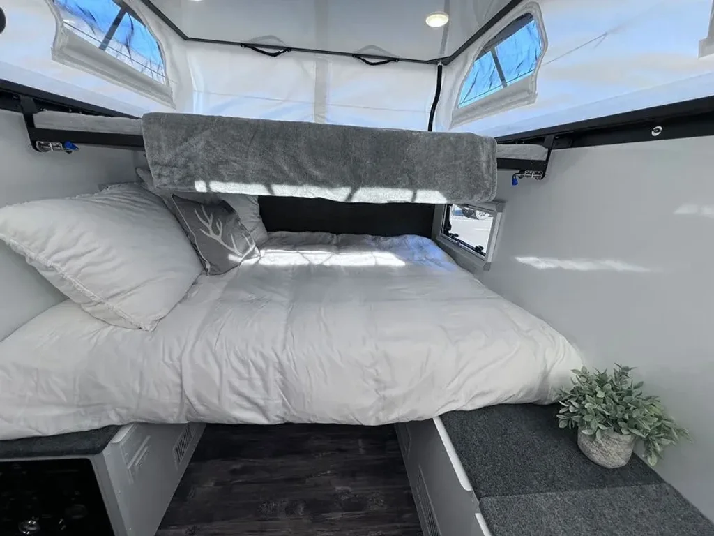TetonX overlanding trailer sleeping area with mattress.