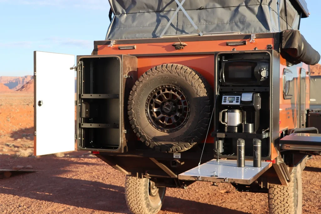 TetonX overlanding trailer rear storage boxes.